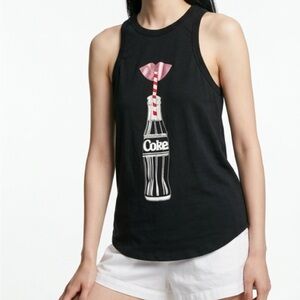 Coca Cola Black Tank Top with Red and White Graphic